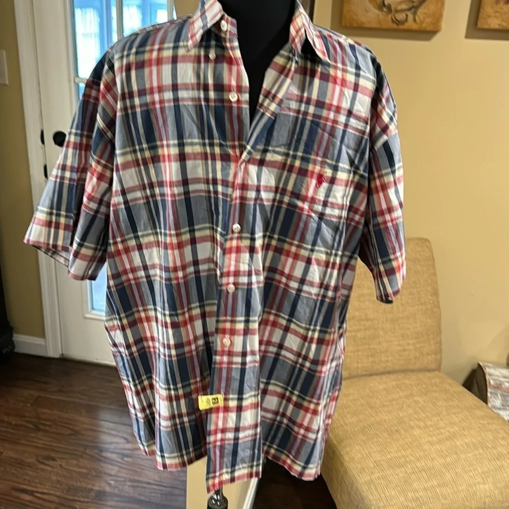 Polo Ralph Lauren XL Short‎ Sleeve Plaid 100% Cotton Classic Fit Button Down